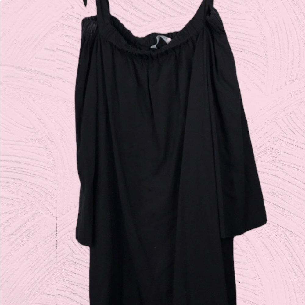 New ZARA of the shoulder cotton black dress with shoulder straps - Picture 5 of 5